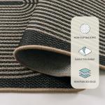 Lahome Modern Rainbow Easy Jute Carpet, Washable 5x7 Area Rugs for Living Room Patio Black Farmhouse Indoor Outdoor Rugs, Contemporary Natural Non Slip Floor Carpet for Office RV Backyard