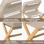 BAMBOOHOMIE Foldable Foot Stool Ottoman, Modern Foot Rest with Bamboo X Legs & Thick Foam Cushion, Folding Foot Stools Small Padded for Bedroom Living Room, Footstool for Chair Couch (Natural - Brown)