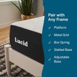 Lucid 10 Inch Memory Foam Mattress - Firm Feel - Infused with Refreshing Bamboo Charcoal and Cooling Gel - Bed in a Box - Temperature Regulating - Pressure Relief - Breathable - Queen Size