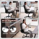 Nexthro Executive Office Chair PU,Leather Office Chair with Wheels,360° Swivel Rolling Chair with Padded Arms,Ergonomic Computer Chair with Lumbar Support for Short People Use(Black)