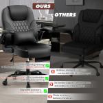 Nexthro Executive Office Chair PU,Leather Office Chair with Wheels,360° Swivel Rolling Chair with Padded Arms,Ergonomic Computer Chair with Lumbar Support for Short People Use(Black)