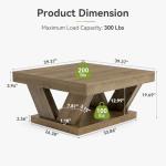 LITTLE TREE Coffee Table, Farmhouse Coffee Table with Large Storage Shelf, 2-Tier Rustic Wood Modern Center Table for Living Room、Home Office, Rustic Brown