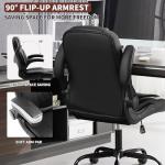 Nexthro Executive Office Chair PU,Leather Office Chair with Wheels,360° Swivel Rolling Chair with Padded Arms,Ergonomic Computer Chair with Lumbar Support for Short People Use(Black)