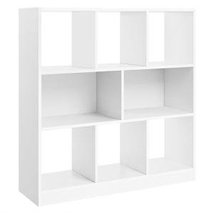VASAGLE Bookcase, Bookshelf, Freestanding Storage Unit, 8 Open Compartments, Used Horizontally, Vertically, Upside Down, 11 x 35.4 x 39.4 Inches, for Living Room, Study, Office, Cloud White ULBC55WT