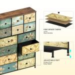 Tohomeor Dresser with Drawers for Bedroom Chest of Drawers Fabric Dresser for Closet,Nursery Entryway Hall Tree TV Stand for Living Room Retro Floral Pattern Drawers Wooden Top (14 Drawers)