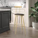 IRCPEN Bar Stools, Set of 2 High Kitchen Barstools, Bar Chairs with Backrest and Footrest, Industrial Counter Stools with PU Soft seat, for Kitchen, Living Room, Pub, Gold Color BS-012GC