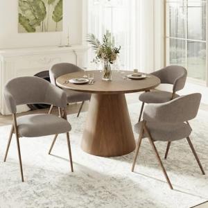 COLAMY Dining Chairs Set of 4, Mid Century Modern Dining Room Kitchen Dinner Chairs with Iron Legs, Open Back and Padded Seat, for Living Room/Bedroom/Restaurant/Cafe, Taupe