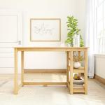 Plank+Beam 47" Computer Desk with Bookshelves, Solid Wood Legs & Engineered Wood Top, Modern Writing Desk with Storage Shelves, Natural Finish