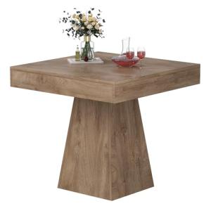 MILEFA Square Dining Table, 31.5-inch Dinner Table for 2-4 People, ​Kitchen Table with Load-Bearing Trapezoidal Base, for Home, Dining Room, Small Space, Brown