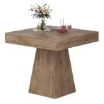 MILEFA Square Dining Table, 31.5-inch Dinner Table for 2-4 People, ​Kitchen Table with Load-Bearing Trapezoidal Base, for Home, Dining Room, Small Space, Brown