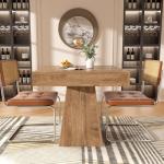 MILEFA Square Dining Table, 31.5-inch Dinner Table for 2-4 People, ​Kitchen Table with Load-Bearing Trapezoidal Base, for Home, Dining Room, Small Space, Brown