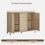 SICOTAS Rattan Buffet Cabinet with Storage 43.5" Sideboard Cabinet with 3 Doors & Adjustable Shelves Wood Sideboard Credenza Storage Cabinets for Entryway Living Room Reclaimed Light Oak