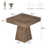 MILEFA Square Dining Table, 31.5-inch Dinner Table for 2-4 People, ​Kitchen Table with Load-Bearing Trapezoidal Base, for Home, Dining Room, Small Space, Brown