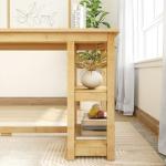 Plank+Beam 47" Computer Desk with Bookshelves, Solid Wood Legs & Engineered Wood Top, Modern Writing Desk with Storage Shelves, Natural Finish