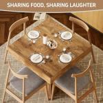 MILEFA Square Dining Table, 31.5-inch Dinner Table for 2-4 People, ​Kitchen Table with Load-Bearing Trapezoidal Base, for Home, Dining Room, Small Space, Brown