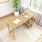 Plank+Beam 47" Computer Desk with Bookshelves, Solid Wood Legs & Engineered Wood Top, Modern Writing Desk with Storage Shelves, Natural Finish