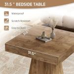 MILEFA Square Dining Table, 31.5-inch Dinner Table for 2-4 People, ​Kitchen Table with Load-Bearing Trapezoidal Base, for Home, Dining Room, Small Space, Brown