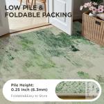 Joydeco Area Rugs 8x10 Washable, Light Green Modern Abstract Non-Slip Soft Low-Pile Carpet for Living Room, Bedroom & Dining Room