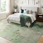 Joydeco Area Rugs 8x10 Washable, Light Green Modern Abstract Non-Slip Soft Low-Pile Carpet for Living Room, Bedroom & Dining Room