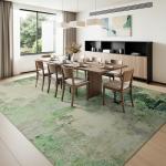 Joydeco Area Rugs 8x10 Washable, Light Green Modern Abstract Non-Slip Soft Low-Pile Carpet for Living Room, Bedroom & Dining Room