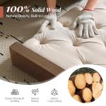 Jocisland Solid Wood King Size Bed Frame, 57" Tall Farmhouse Platform Beds, Upholstered Line Wingback Headboard, Deep Button Tufted, No Box Spring Needed, Easy Assembly, Dark Walnut