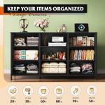 WLIVE 47''W Dresser for Bedroom, Black Dresser TV Stand for 45, 50, 55 inch TV, Wide Chest of Drawers with 9 Drawer, Large Entertainment Center, Fabric Dressers with Wood Top for Closet, Living Room