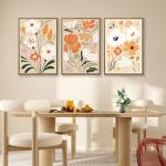3Pcs Large Framed Botanical Canvas Wall Art, Modern Neutral Plant Abstract Canvas Prints, Minimalist Nature Wall Decor, Large Wall Art for Living Room Bedroom Office Farmhouse Decor 16 * 24in