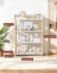 OUTONLIFE 4-Tier Wooden Bookshelf, Modern Open Bookcase with Solid Wood Frame and Top Edge, Sturdy Freestanding Storage Organizer for Living Room, Bedroom, Home Office (White)