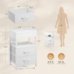 Nightstand Bedside Table Hidden Drawer - Night Stand with Charging Station and Sliding Top Storage, Bed Side Table with 2 Fabric Drawers, Modern Nightstand for Bedroom Dorm Living Room, White