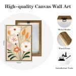 3Pcs Large Framed Botanical Canvas Wall Art, Modern Neutral Plant Abstract Canvas Prints, Minimalist Nature Wall Decor, Large Wall Art for Living Room Bedroom Office Farmhouse Decor 16 * 24in