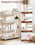OUTONLIFE 4-Tier Wooden Bookshelf, Modern Open Bookcase with Solid Wood Frame and Top Edge, Sturdy Freestanding Storage Organizer for Living Room, Bedroom, Home Office (White)