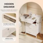 Nightstand Bedside Table Hidden Drawer - Night Stand with Charging Station and Sliding Top Storage, Bed Side Table with 2 Fabric Drawers, Modern Nightstand for Bedroom Dorm Living Room, White
