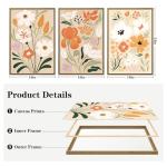 3Pcs Large Framed Botanical Canvas Wall Art, Modern Neutral Plant Abstract Canvas Prints, Minimalist Nature Wall Decor, Large Wall Art for Living Room Bedroom Office Farmhouse Decor 16 * 24in