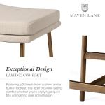 Maven Lane Berkley Backless Counter Stool 26 Inch – Saddle Stool with Footrest – Aged Gold Metal Frame & Beige Fabric Upholstery – Perfect for Kitchen Island & Counters