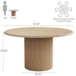Tribesigns 47" Round Dining Table for 4, Farmhouse Kitchen Table with Metal Base, Modern Small Dinner Table for Dining Room,Kitchen (Chairs Not Included)