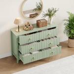 GarveeHome Fluted Dresser for Bedroom, 47.2 Inch Wide 6-Drawer Wood Dresser, Modern Chest of Drawers, Storage Organizer Cabinet for Living Room, Hallway, Entryway, Green