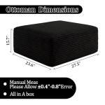 Corduroy Ottoman, Modern Boneless Cloud Foot Rest Foam Support, Oversized Modular Sectional Sofa Stool for Living Room, Bedroom & Small Spaces, No Assembly Required (Black, Ottoman)