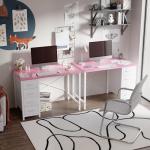 Pamray 32 Inch Computer Desk with 4 Drawers Small Office Desk for Home Bedroom Study Writing Simple Modern Computer Table Pink