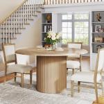 Tribesigns 47" Round Dining Table for 4, Farmhouse Kitchen Table with Metal Base, Modern Small Dinner Table for Dining Room,Kitchen (Chairs Not Included)