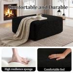 Corduroy Ottoman, Modern Boneless Cloud Foot Rest Foam Support, Oversized Modular Sectional Sofa Stool for Living Room, Bedroom & Small Spaces, No Assembly Required (Black, Ottoman)