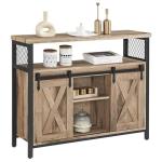 VASAGLE Buffet Cabinet, Coffee Bar Storage Cabinet, Sideboard with 2 Sliding Barn Doors, Adjustable Shelves, 13 x 39.4 x 31.5 Inches, for Living Room, Camel Brown and Ink Black ULSC092B50