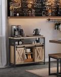 VASAGLE Buffet Cabinet, Coffee Bar Storage Cabinet, Sideboard with 2 Sliding Barn Doors, Adjustable Shelves, 13 x 39.4 x 31.5 Inches, for Living Room, Camel Brown and Ink Black ULSC092B50