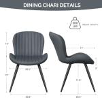Nalupatio Dining Chairs Set of 2, Modern Dining Room Chairs Comfy Backrest Thick Upholstered Kitchen Chairs 19IN Height with Metal Legs Dark Grey