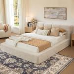 Yechen Cloud Queen Bed Frame with 9'' Headboard, 6.3'' Thick Bed Frame with Culp Fabric Upholstered, Modern Floor-Standing All Foam Platform Support, Tool-Free Assembly, No Box Spring Needed, Cream