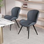 Nalupatio Dining Chairs Set of 2, Modern Dining Room Chairs Comfy Backrest Thick Upholstered Kitchen Chairs 19IN Height with Metal Legs Dark Grey
