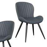 Nalupatio Dining Chairs Set of 2, Modern Dining Room Chairs Comfy Backrest Thick Upholstered Kitchen Chairs 19IN Height with Metal Legs Dark Grey