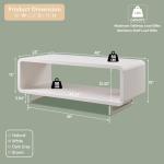 IFGET 48" Modern Coffee Table, 2-Tier Minimalist Center Table with Storage Shelf, Curved Profile Design, Wooden Rectangular Living Room Table w/Wood Thick Design for Living Room, Office, White