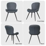 Nalupatio Dining Chairs Set of 2, Modern Dining Room Chairs Comfy Backrest Thick Upholstered Kitchen Chairs 19IN Height with Metal Legs Dark Grey