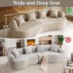 Oversized Sectional Sofa for Living Room, Modern Luxury Plush Chenille 4-Seater Extra Deep & Wide Seat Curved Cloud Couch with 4 Throw Pillows, No Assembly Needed, Light Brown