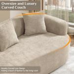 Oversized Sectional Sofa for Living Room, Modern Luxury Plush Chenille 4-Seater Extra Deep & Wide Seat Curved Cloud Couch with 4 Throw Pillows, No Assembly Needed, Light Brown